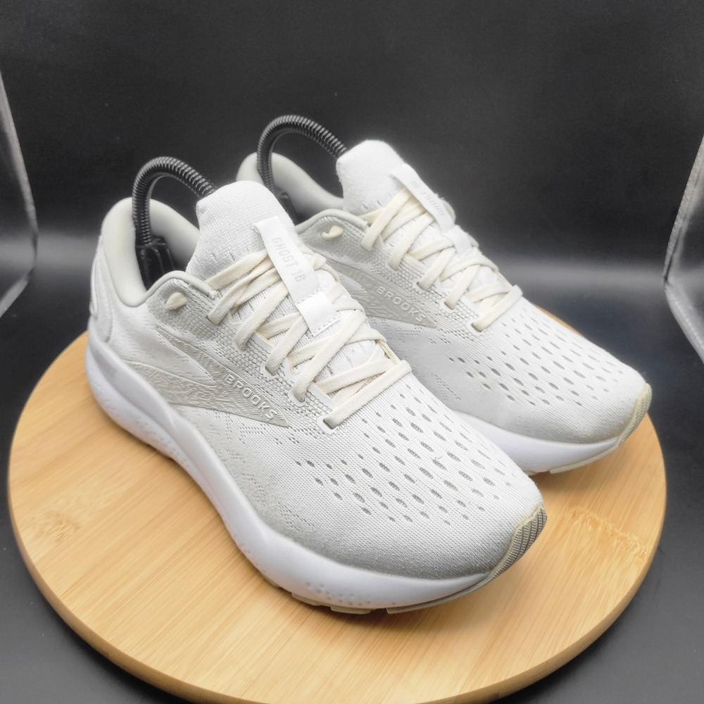 Brooks Ghost 16 Womens White Silver Running Shoes 1204071B151 Size 8